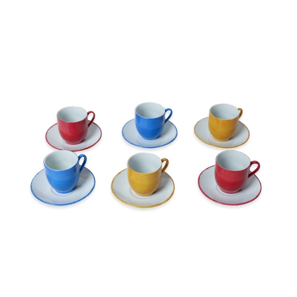 Set of 6 Unicolor 
Porcelain Coffee Cups I