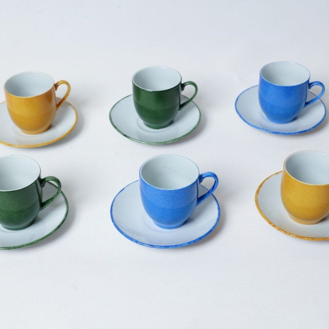 Set of 6 Unicolor 
Porcelain Coffee Cups II