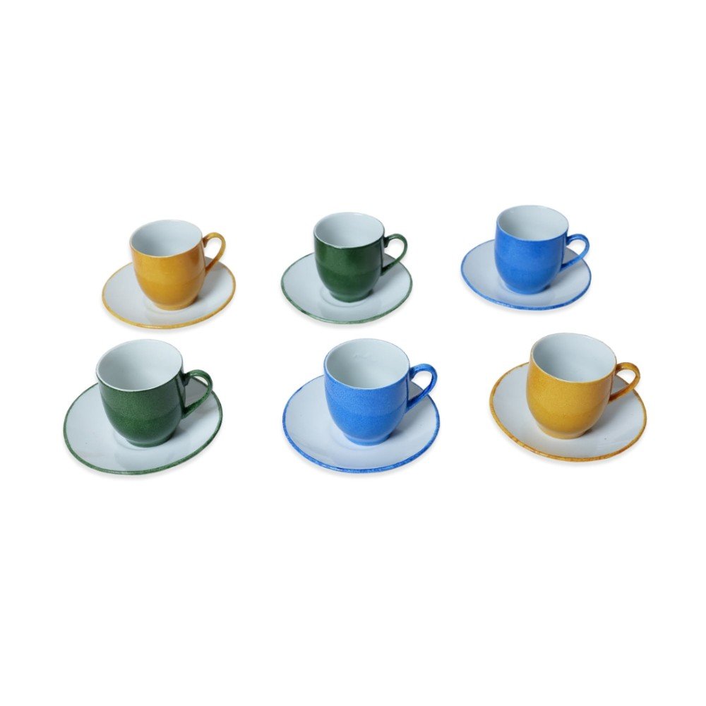 Set of 6 Unicolor 
Porcelain Coffee Cups II
