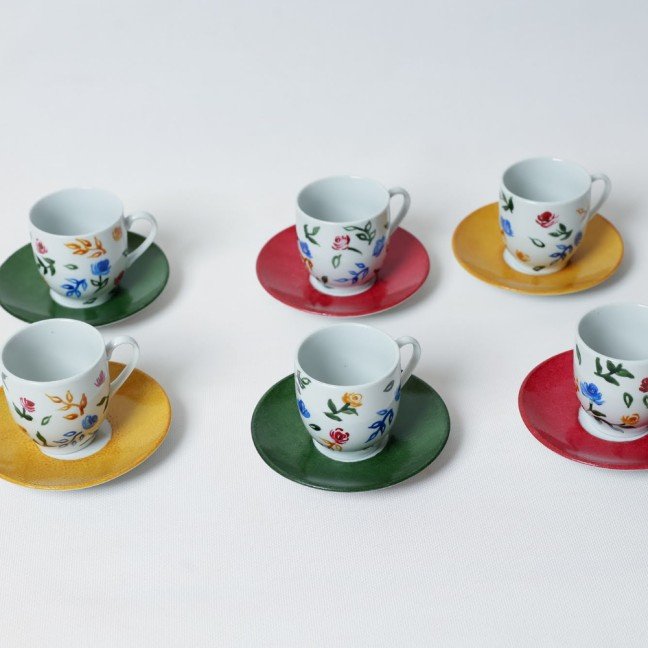 Set of 6 Garden 
Porcelain Coffee Cups