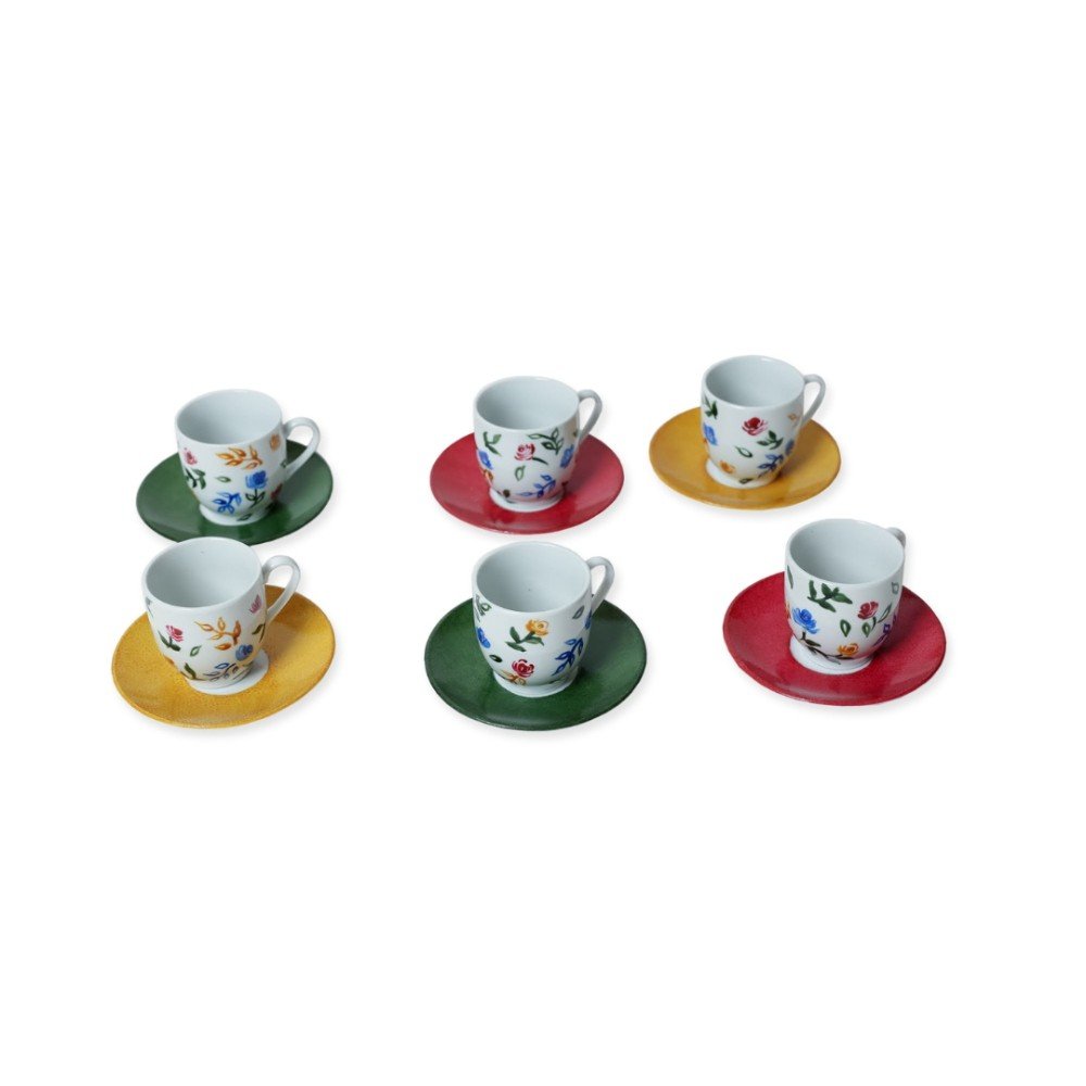 Set of 6 Garden 
Porcelain Coffee Cups