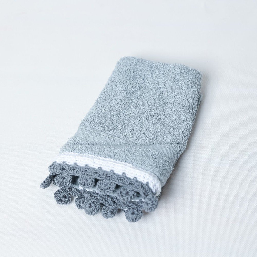 Set of 3 Grey 
Crochet Towels