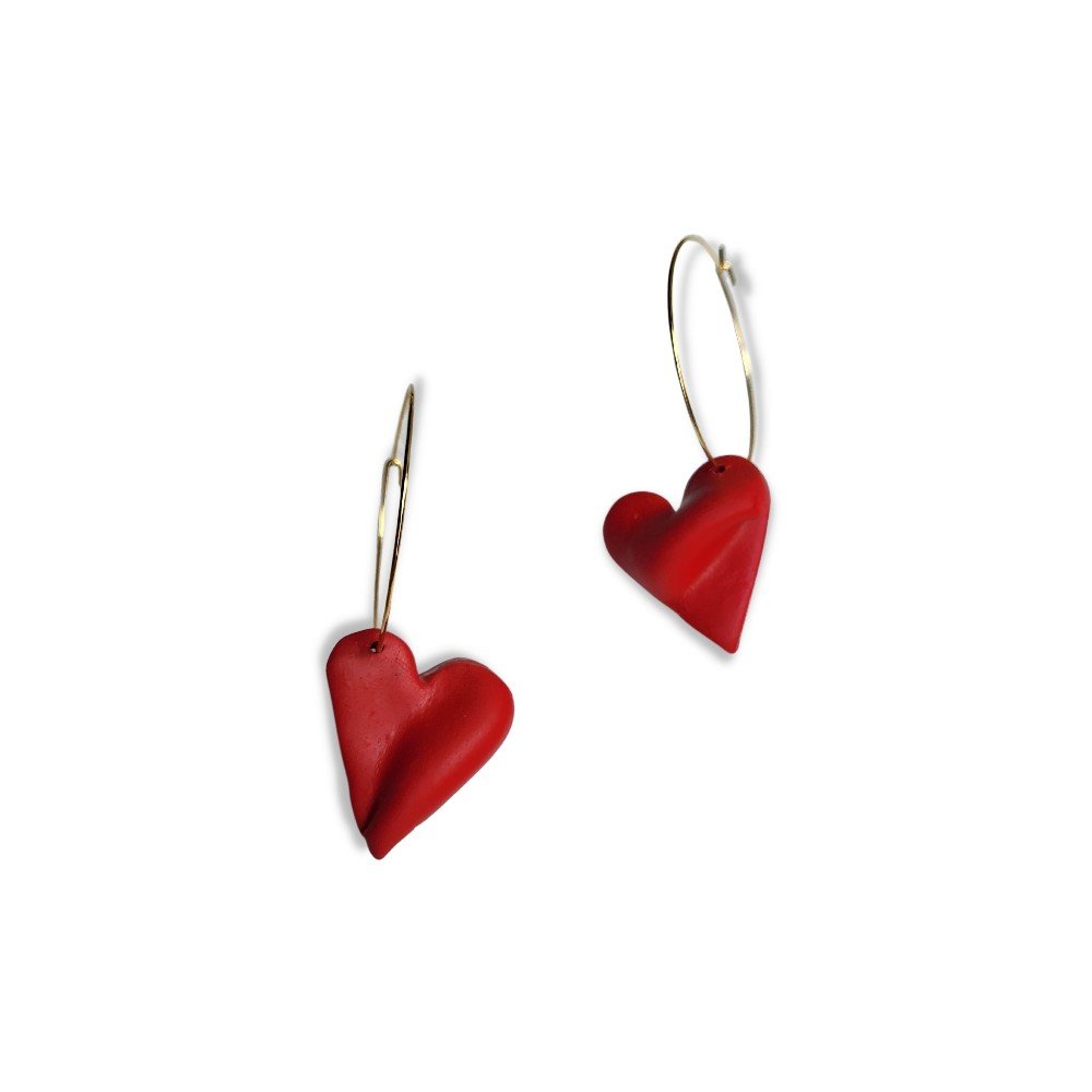 The Heart Hoops 
Clay Earrings