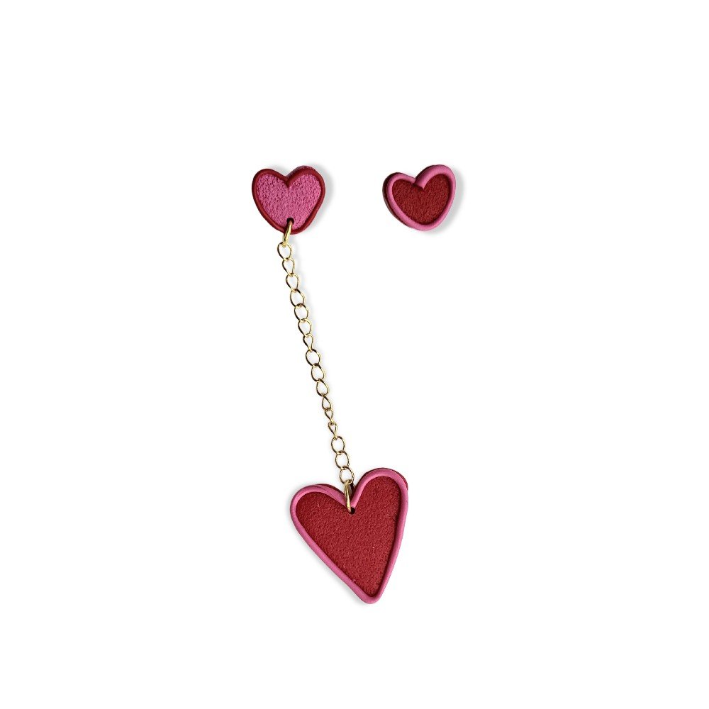 Mismatched Valentine 
Clay Earrings