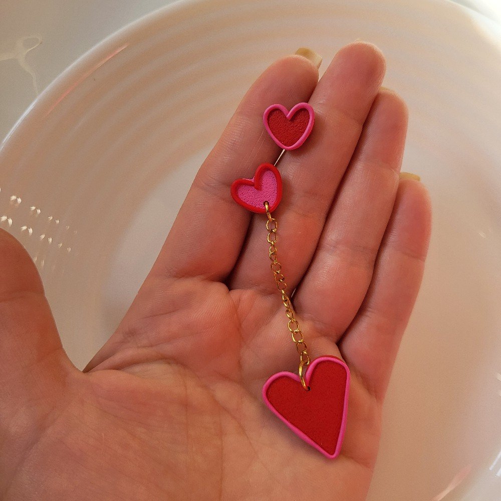 Mismatched Valentine 
Clay Earrings