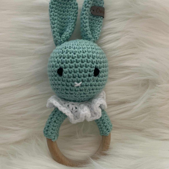 Mint Green Crochet 
Bunny Baby Rattle