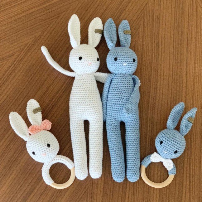 Blue Bunny 
Crochet Baby Rattle