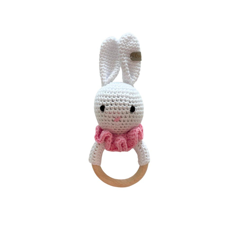 White Bunny 
Crochet Baby Rattle