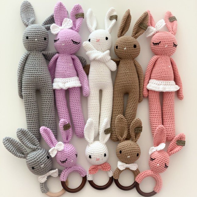 Beige Bunny 
Crochet Baby Teether