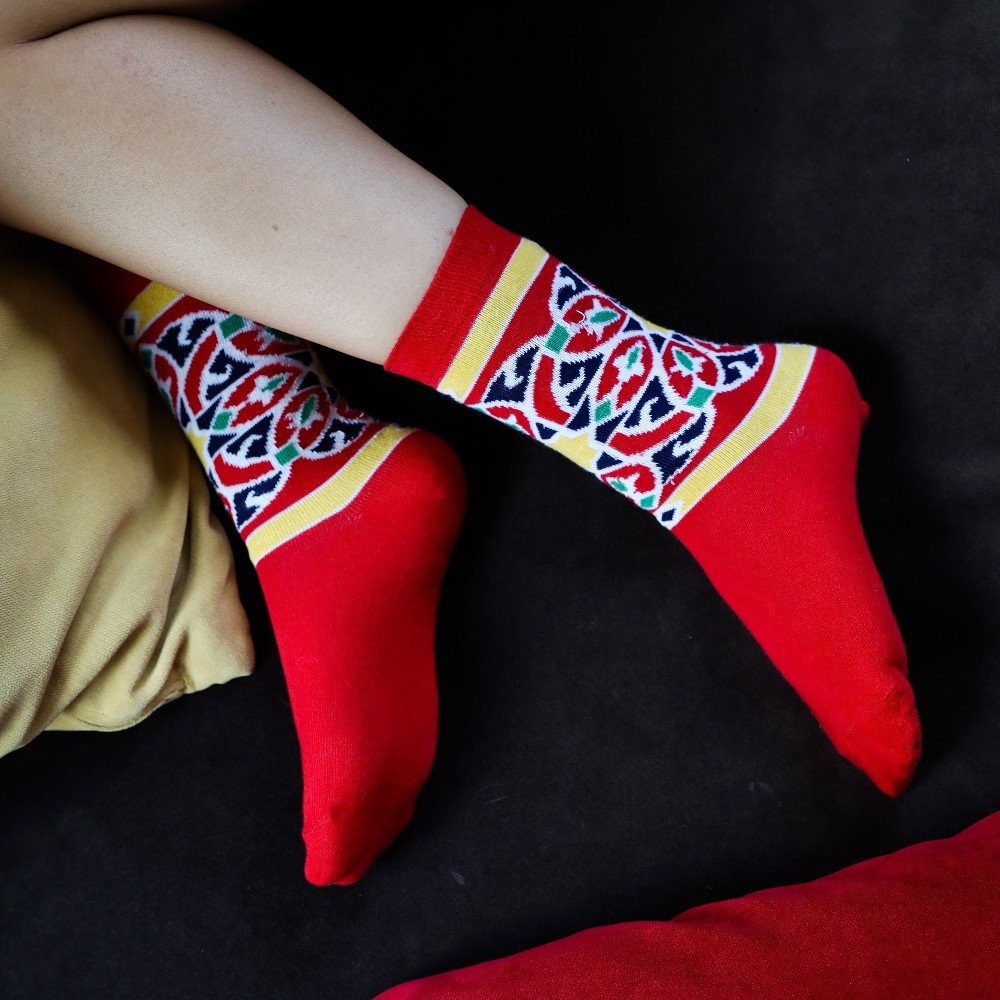 Khayamiya Red 
Long Socks